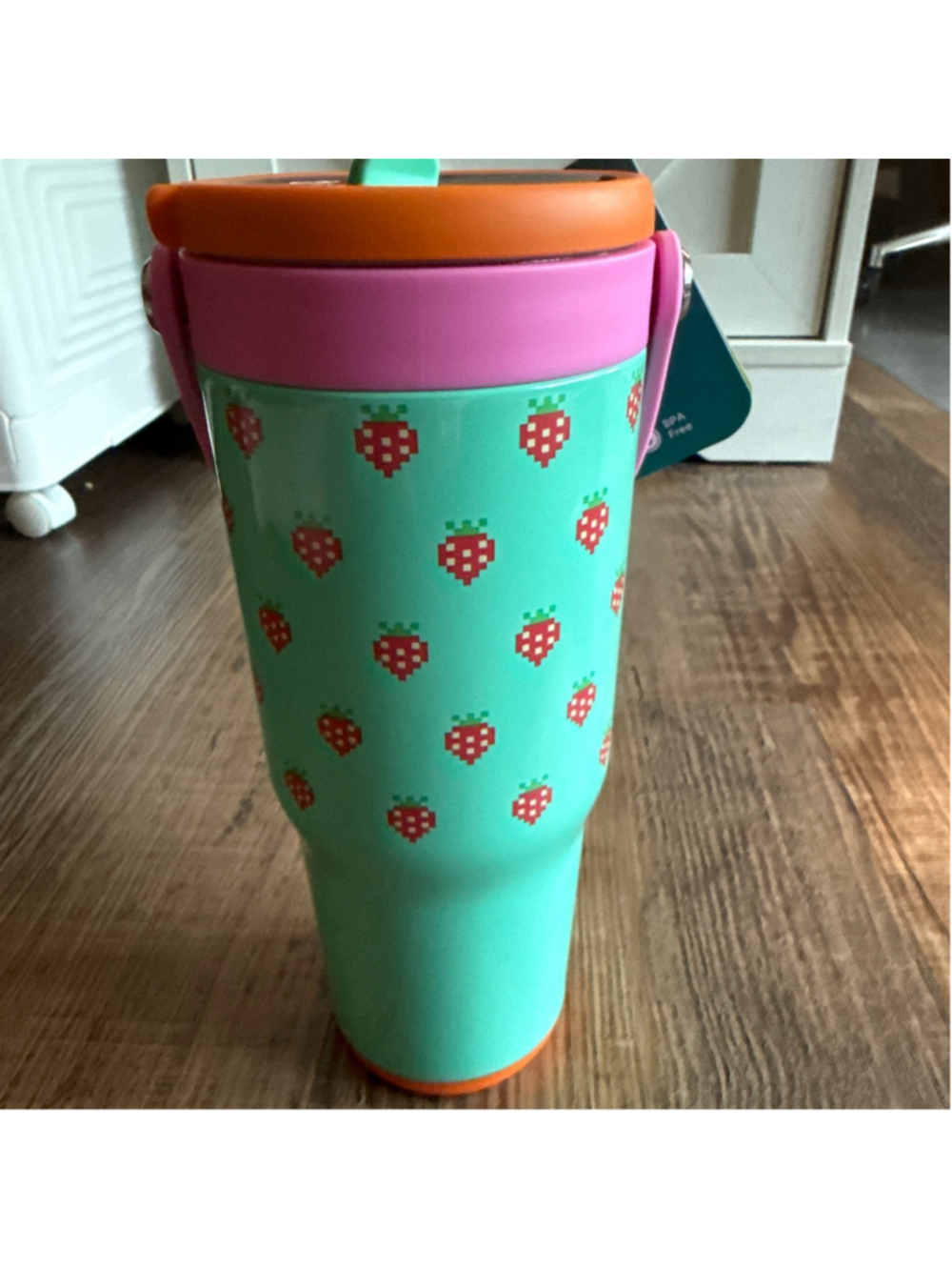 Reduce brand Water Bottle One Size Green Pink Strawberry Print 24oz